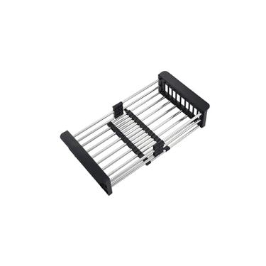 Imagem de Fonveth Escorredor de pratos preto, escorredor de aço inoxidável para pia de cozinha, rack de secagem de louça, organizador expansível para pratos, legumes e frutas