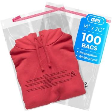 Imagem de 100 unidades - 35,5 cm x 50,8 cm sacos de poliéster extra-grandes autovedantes com aviso de asfixia, 1,5 mm, sacos plásticos transparentes com fita adesiva resselável para envio e embalagem de roupas