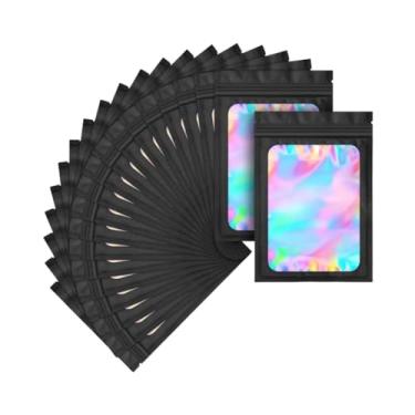 Imagem de Sacos zip holográficos 9x12cm herméticos saquinhos kit 100un (Preto)
