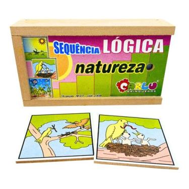 Imagem de Sequência Lógica Natureza Brinquedo Educativo de Madeira Pedagógico Ca