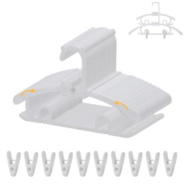 Imagem de Pacote com 30 cabides de roupas de bebê, 28 a 38 cm, cabides infantis ajustáveis com 20 clipes, multifuncionais para meninas, meninos e crianças (branco)