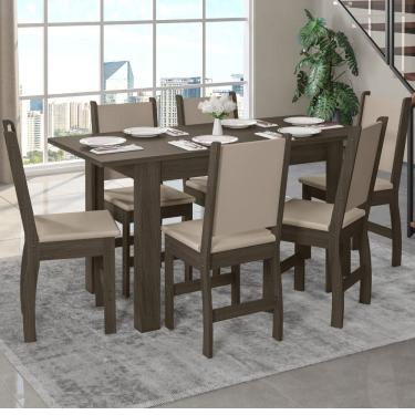Imagem de Mesa de Jantar Bellagio 6 Lugares com Cadeira Clara Poliman Móveis