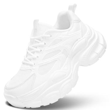 Imagem de Tênis de caminhada feminino, tênis de corrida, moderno, atlético, academia, treino, confortável, respirável, leve, Branco, 41