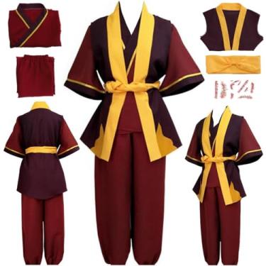 Imagem de Fantasia masculina Zuko do filme Zuko uniforme adulto traje vermelho Halloween (M)