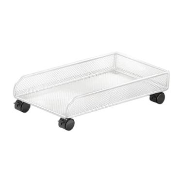 Imagem de ＫＬＫＣＭＳ Cesta de armazenamento com rodinhas, organizador de banheiro, rack de armazenamento resistente, organizador embaixo do armário para quarto, White L
