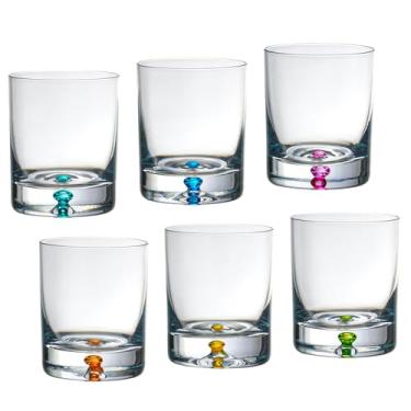 Imagem de Barski Copos de uísque - Vidro duplo à moda antiga - Conjunto de 6 copos Lowball - Copos de vidro de cristal - Bolha colorida na base, Bourbon, Scotch, copos de bebida - 270 ml - Feito na Europa
