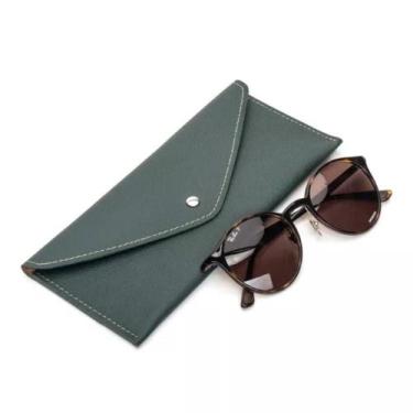 Imagem de Estojo de Óculos Luxo em Couro Legítimo Premium Bertoni, Fly verde