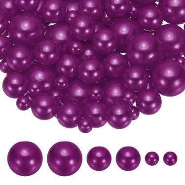 Imagem de PATIKIL Contas de pérolas falsas de 8/14/20 mm, 150 peças para enchimento de vaso de centro de mesa, contas redondas para festa, aniversário, casamento, decoração de mesa, caixa de presente, roxo e