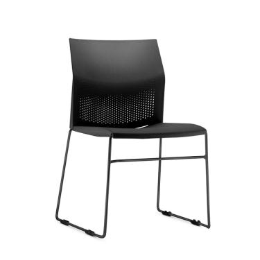 Imagem de Cadeira Fixa Base Preta Empilhável Connect F02 Preto - Lyam Decor
