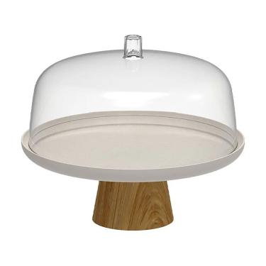 Imagem de Boleira Lume Bege Fechado com Cúpula Pé em Bambu BFB300BGF - Ou