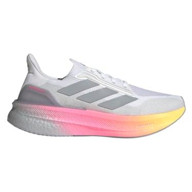 Imagem de adidas Tênis de corrida masculino Ultraboost 5x, Calçado branco/prata halo/rosa lúcido, 37