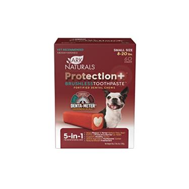 Imagem de ARK NATURALS Protection+ Pasta de dente sem escova, mastigável para cães para raças pequenas, previne placa bacteriana e tártaro, refresca o hálito, 1 pacote, vermelho