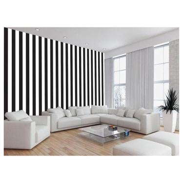 Imagem de Papel De Parede Listras Preto Branco Verticais 3,5M Lst44