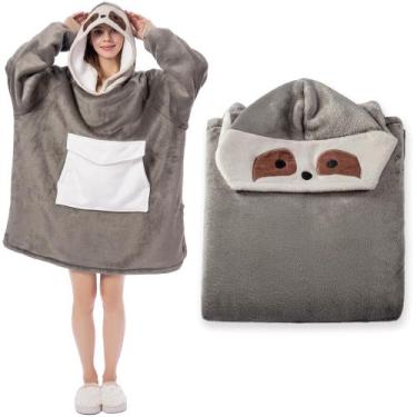 Imagem de Cobertor vestível com capuz Krifey Oversize Sherpa com capuz