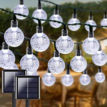 Imagem de Luzes solares de corda LORRYTE, pacote com 2, 100 LED, 19,5 m, à prova