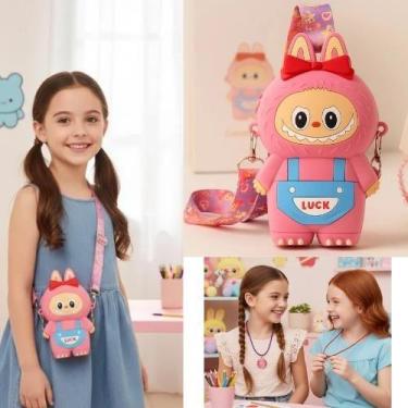 Imagem de Kit Labubu Bolsinha alça silicone fofa Desenho animado Porta Moedas Bo