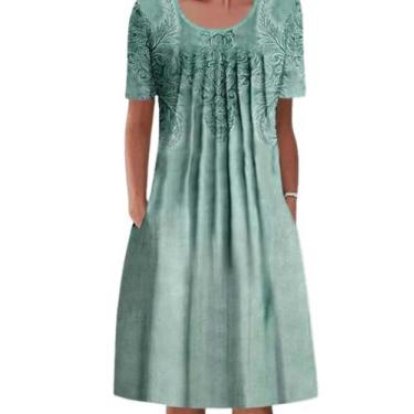 Imagem de Vestido feminino Medlor, boho, estampa floral, manga curta, 2025