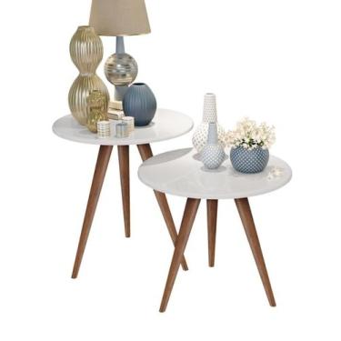 Imagem de Kit 2 Mesa Yumi Redonda 45cm Pé Palito 50cm E 60cm Tripé - Jthome, Bra