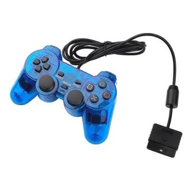 Imagem de Controle Joystick Compativel Ps2 Ps1 Cores Transparentes (Azul)