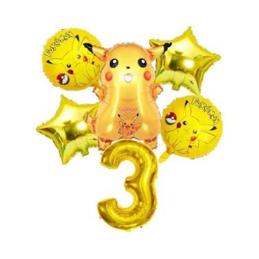 Imagem de Conjunto De Balões De Aniversário Pokémon Pikachu Squirtle Charmander 