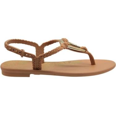 Imagem de Sandalia Rasteira Grendha Sublime Tiras Trançadas Feminina, 37, Marrom