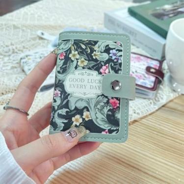 Imagem de Bolsa feminina vintage com pintura a óleo floral | compartimentos para vários cartões, porta-cartões de grande capacidade e carteira de identidade, carteira pequena estilo retrô 3, (Estilo fivela