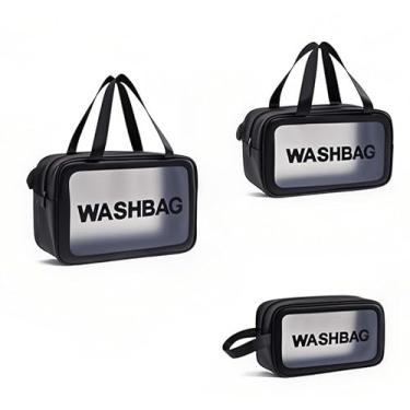 Imagem de Bolsa de higiene transparente, bolsa de maquiagem, impermeável e à prova de poeira, armazenamento de cosméticos sem esforço, preta, P