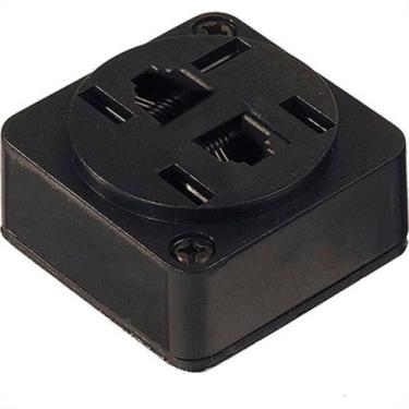 Imagem de Tomada Telefone Externa Cartela Interneed Padrao+2 Jack Preta 4882 - K