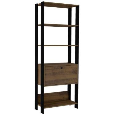 Imagem de Estante Livreiro 1 Porta 166x63 Cm Pinho Preto Arly Pinho - MILANI MOV