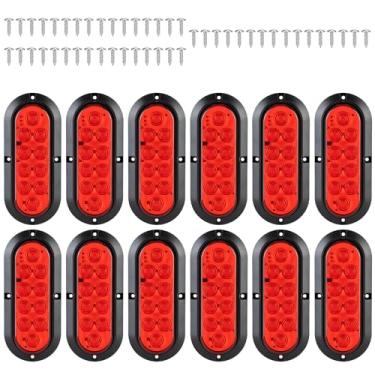 Imagem de RUNHWEE Kit de 12 peças de luzes de reboque de LED ovais de 15 cm, 10 luzes de LED, luzes de freio, luzes traseiras utilitárias à prova d'água para caminhões, trailers, trailers, barcos (12, VERMELHO)