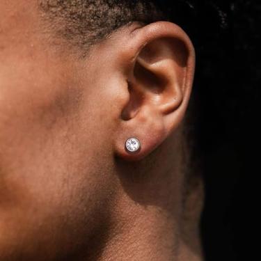 Imagem de Brincos de bolinhas masculinos de aço inoxidável com parafuso nas costas Yin Yang Disc Post Ear Plugs Brincos de calibre falso, joias de 8 mm, standard, Aço inoxidável, Sem pedra preciosa