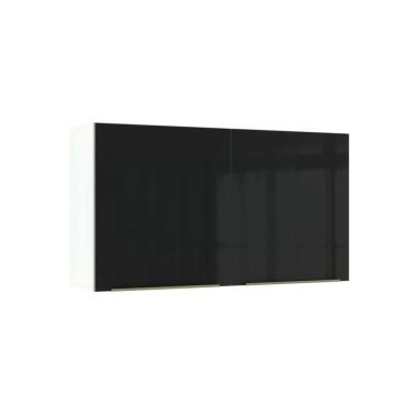Imagem de Armário Aéreo Madesa Lux 120cm 2 Portas Branco Preto