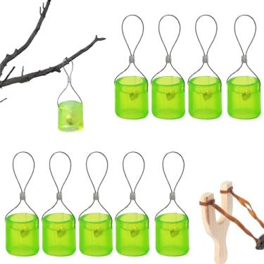 Imagem de HSOKEW 10 peças de alvos de estilingue com sinos, alvos de treinamento de estilingue de silicone pingentes fáceis de usar acessórios de caça ao ar livre para tiro de equipamentos, verde