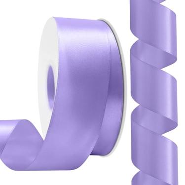 Imagem de Rilisili Fita de cetim roxa clara de 3,5 cm, 50 metros, fitas de cetim de poliéster de dupla face para embrulho de presente, artesanato, casamentos, convites, buquê de flores, decoração de casa