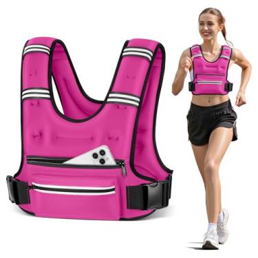Imagem de Mieakvool Coletes ponderados para mulheres e homens, 8 12 16 9 kg colete ponderado com bolsos de armazenamento, colete de corrida com faixa refletiva, colete de peso com alças ajustáveis para corrida