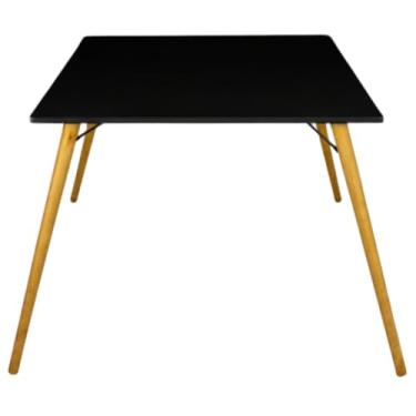 Imagem de Mesa De Jantar Suporte V Com Pés Palito 75cm - Tampo Quadrado De 60,70,80,90cm Mdf Jt Home (PRETO, TAMPO 70CM)