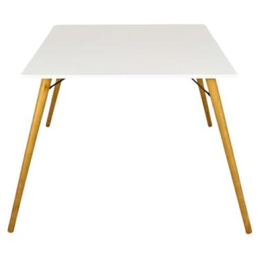 Imagem de Mesa De Jantar Suporte V Com Pés Palito 75cm - Tampo Quadrado De 60,70,80,90cm Mdf Jt Home (BRANCO, TAMPO 90CM)