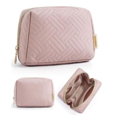 Imagem de Bolsa de maquiagem BAGSMART Small Travel Essentials rosa resistente à 