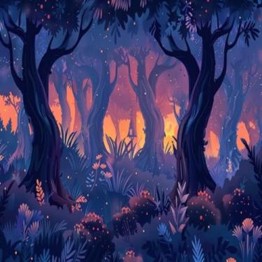 Imagem de Quadro Decorativo Forest Pattern Wallpaper, Arte para Parede com Estampa de Floresta, Decoração Moderna e Natural 40x40cm