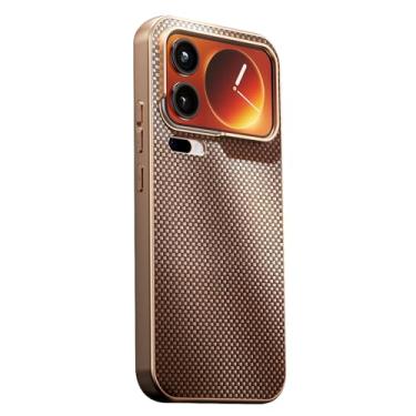 Imagem de HAOMRIYL Capa de couro para Xiaomi 17 Pro Max/17 Pro/17, capa traseira de telefone magnética forte proteção de lente de câmera capa de textura de fibra de carbono, cinza, 17