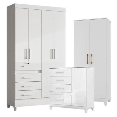 Imagem de Guarda Roupa Infantil Sobral com Cômoda Vênus com pés e Armário Multiu