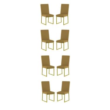 Imagem de Kit 8 Cadeiras Estofadas Base De Ferro Para Mesa De Jantar Capuccino