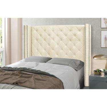 Imagem de Cabeceira Cama Box King 195 cm Vicenza Linho Pérola S04 - D'Rossi - DR