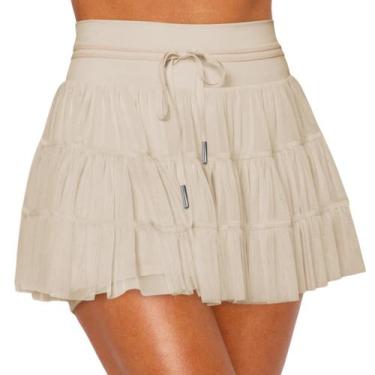 Imagem de Saia plissada Cresay Saia de tênis de cintura alta com babados para mu
