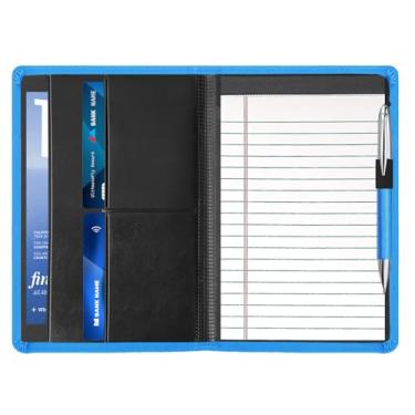 Imagem de Lcjtop Pasta clássica padfolio/júnior, fichário organizador de negócios A5 para homens e mulheres, bloco de escrita 12 x 20 incluído, azul