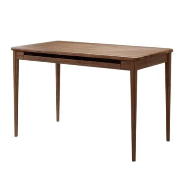 Imagem de Mesa de trabalho Mesa de escritório com 2 gavetas, mesa escrita em nogueira preta, estudo moderna e simples gerenciamento cabos(L)