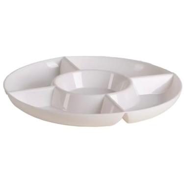 Imagem de Petisqueira 25 cm Petiscos Prato Redondo Petisqueira 5 Divisórias Queijos Fondue(5)