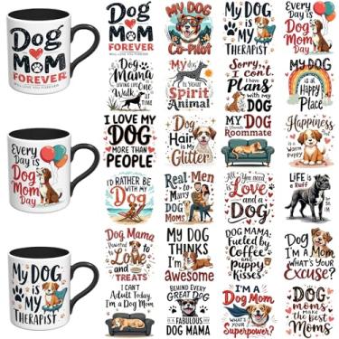 Imagem de Elewins Adesivos UV DTF - 24 folhas de copo UV DTF para canecas de vidro café, decalques DIY para copos, esfregar à prova d'água em transferências para artesanato (citação de cachorro)