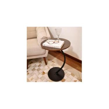 Imagem de Mesa Auxiliar Redonda Metálica, 47 x 47 x 50 cm, Cinza, Preto e Branco, Design Minimalista, para Sala, Quarto, Varanda e Escritório