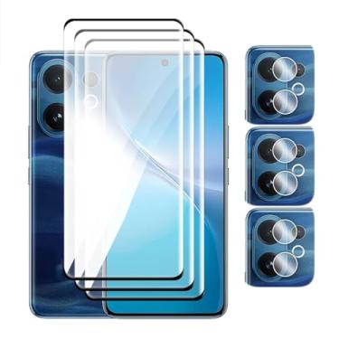 Imagem de Para Vivo V40 V50 V50E V60 5G, vidro com cobertura completa, protetor de tela curvo 3D com filme de lente de vidro temperado